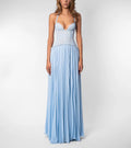 Damen nan Neckholder-Korsettkleid mit Spitzen-Corsage und fließendem Plisseerock R&B