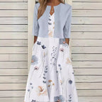 Damen Maxikleid mit floralen Akzenten und schickem Bolero R&B