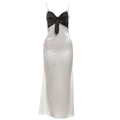 Damen Elegantes Maxikleid mit verführerischem Satineinsatz und charmantem Schleifenakzent R&B