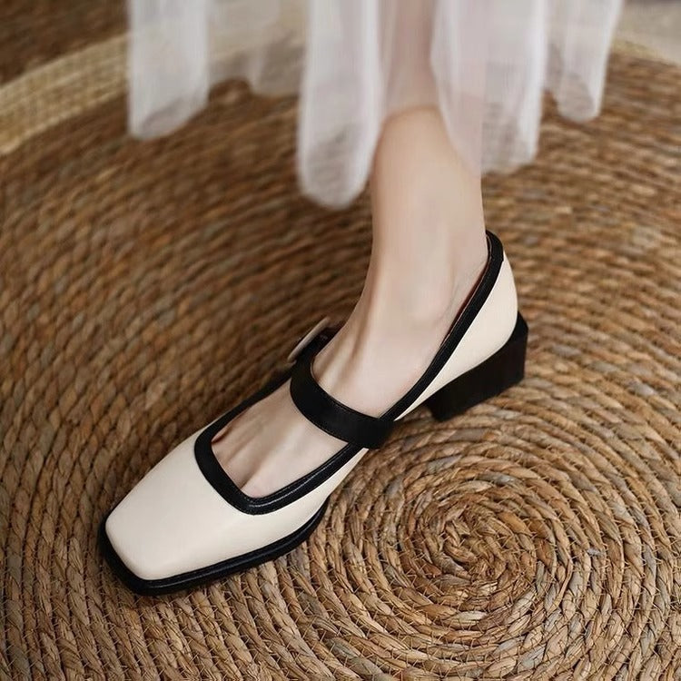 Damen elegante Mules mit Riemen R&B