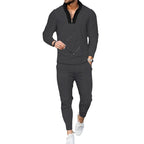 Herren nan R&Brnes Freizeit-Set Halbzip-Henleypullover mit Raglanärmeln und tapered Bügelfalten-Jogginghose R&B