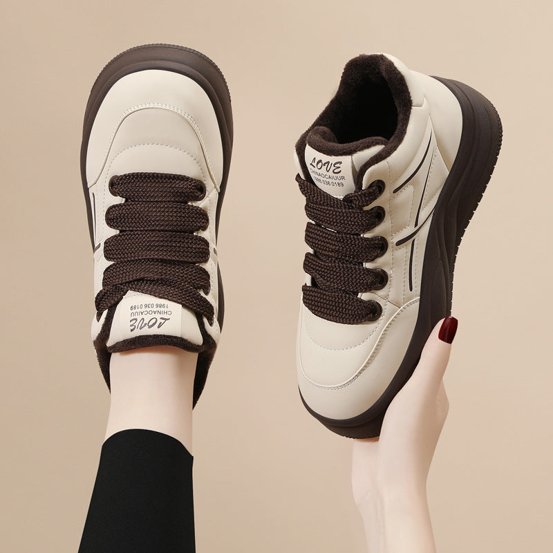 Damen trendige High-Top Sneakers mit extraleichter Sohle und kuscheligem Futter R&B