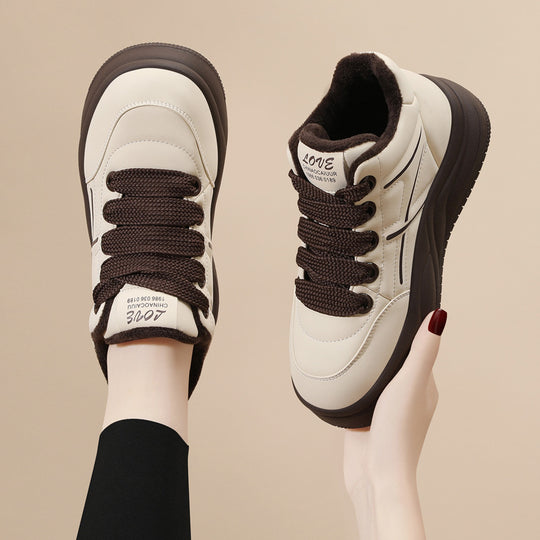 Damen trendige High-Top Sneakers mit extraleichter Sohle und kuscheligem Futter R&B