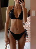 Damen Triangel-Bikini mit verspieltem Schleifendetail und trendigen BindR&Bändern R&B