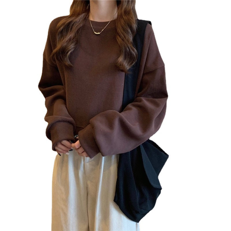 Damen lässiger Oversized-Sweatshirt mit Komfort-Kragen und weichen Bündchen