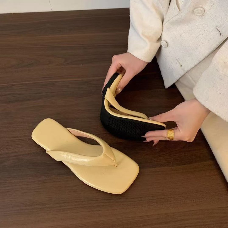 Damen modische Zehentrenner-Pantoletten mit ergonomischem Fußbett und elegantem Design R&B