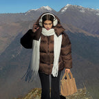 Damen Modische Steppjacke mit hochschließendem Kragen und voluminösen Ärmeln R&B