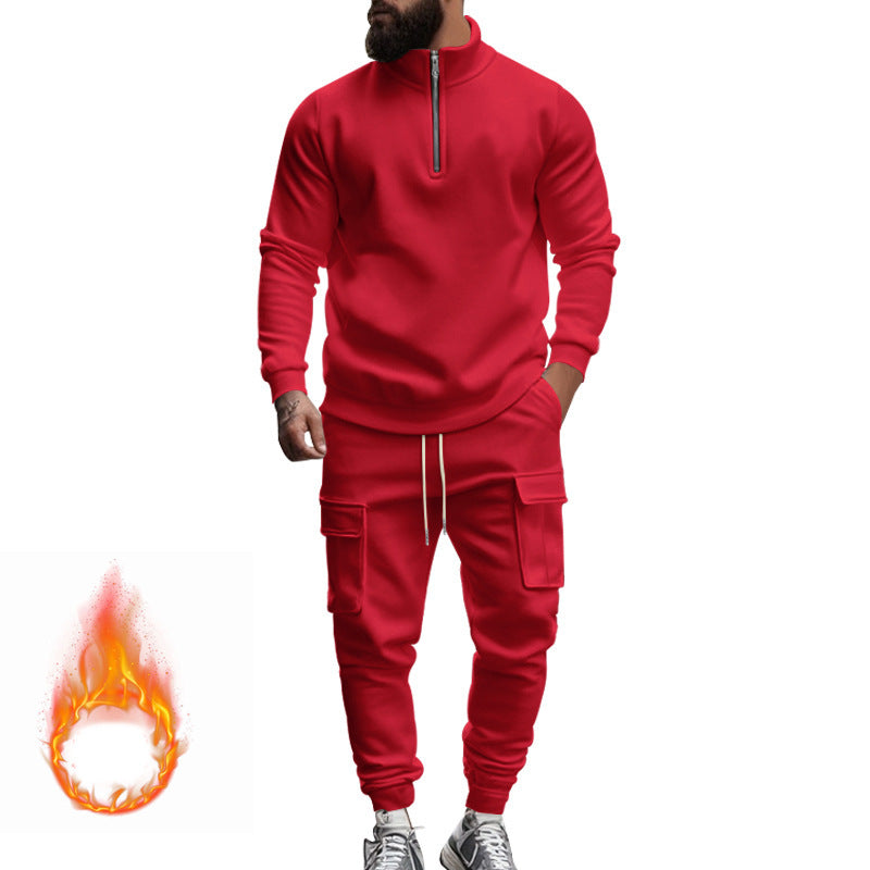 Herren sportlicher Sweatanzug mit höherem Kragen und praktischen Taschen R&B