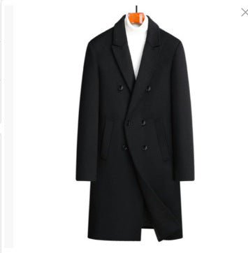 Herren eleganter Wollmantel mit doppelter Knopfleiste und dekorativem Revers R&B
