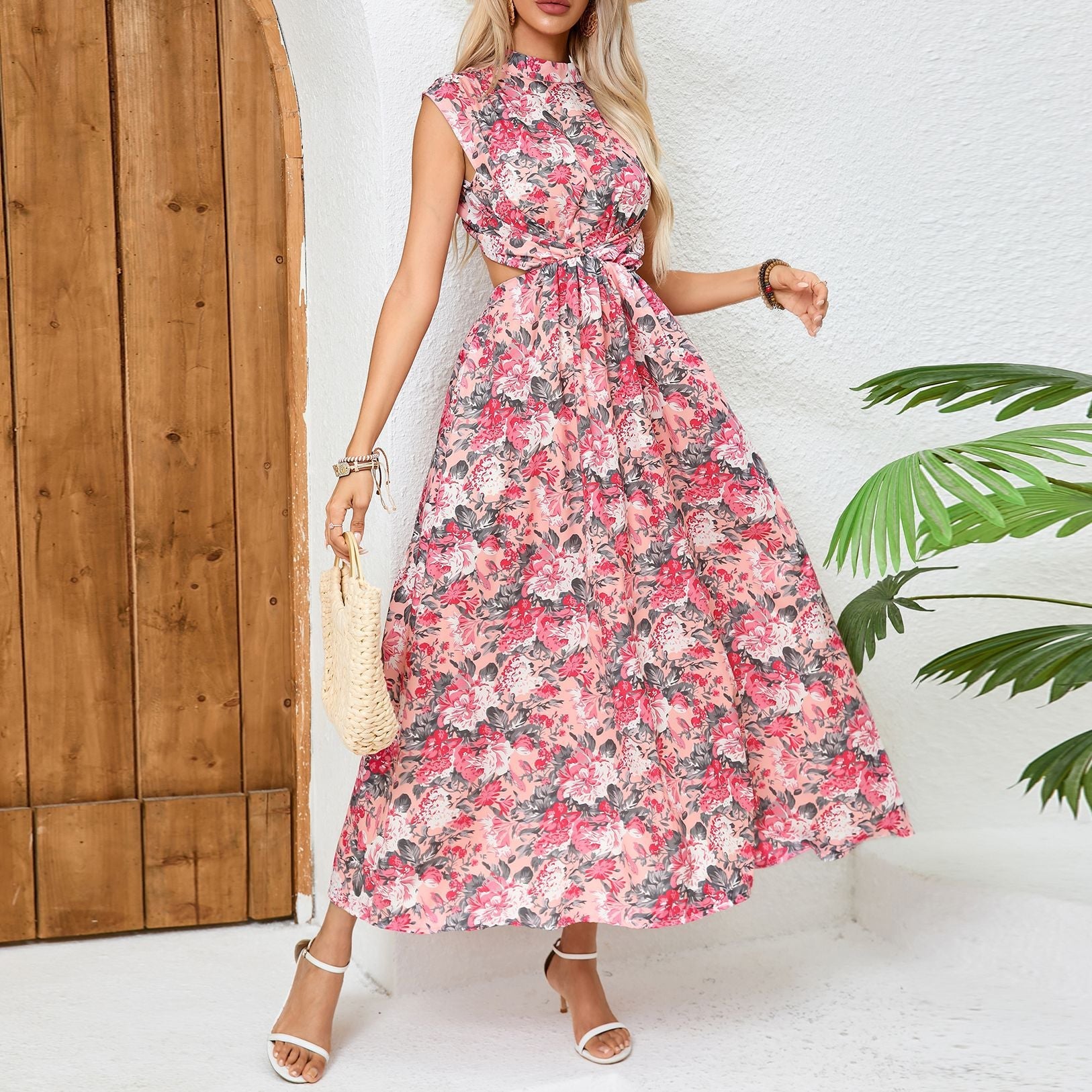 Damen Maxi Kleid mit floralem Design R&B