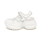 Damen modische Sneaker mit zierlicher Blütenapplikation R&B