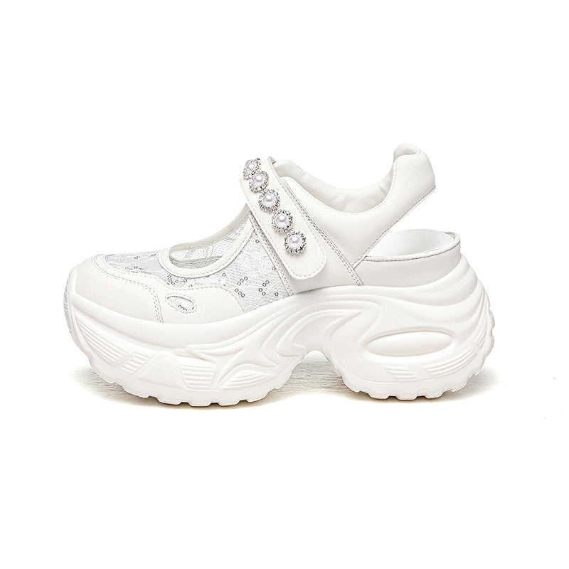 Damen modische Sneaker mit zierlicher Blütenapplikation R&B