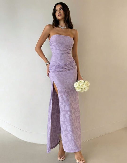 Damen Elegantes Maxikleid mit floralem Design und hoher Teilung R&B