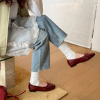 Damen Ballerinas mit schimmerndem Obermaterial und dekorativer Schleife R&B