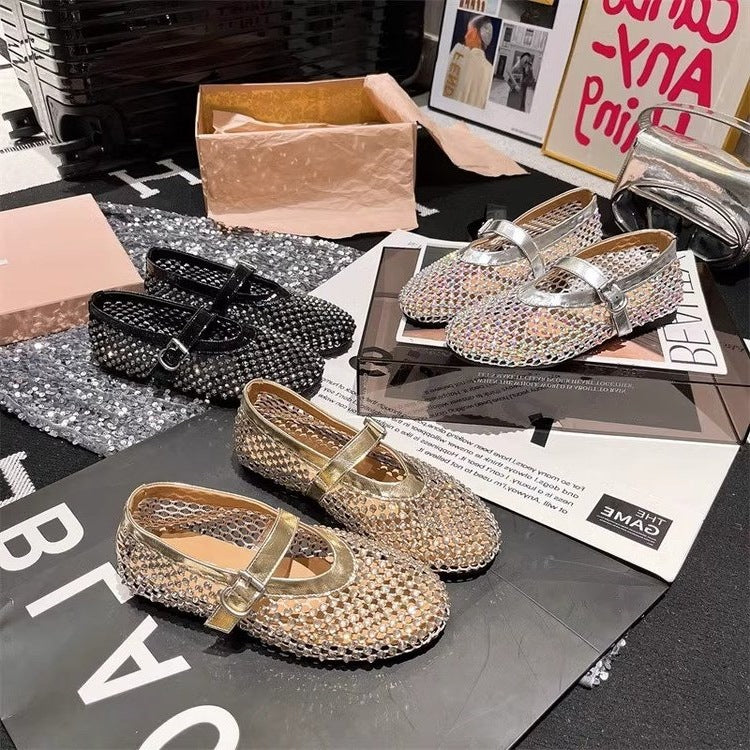 Damen Funktionsfähige Ballerinas mit glamouröser Blink-Applikation R&B