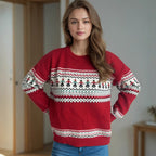 Damen kuscheliger Strickpullover mit festlichem Zopfmuster R&B