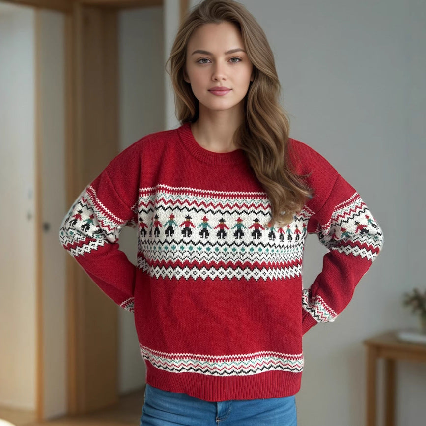 Damen kuscheliger Strickpullover mit festlichem Zopfmuster R&B