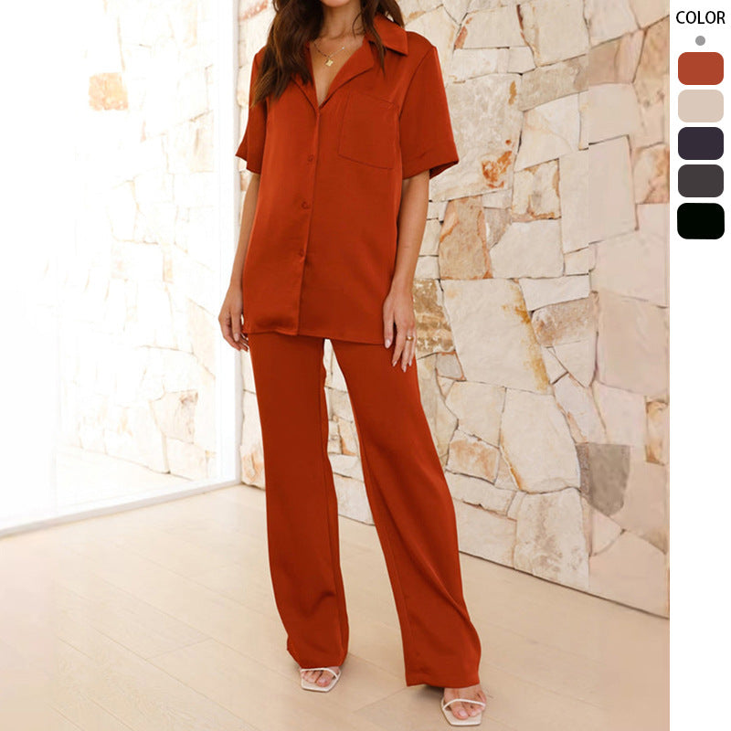 Damen Satin Pyjama Set R&B