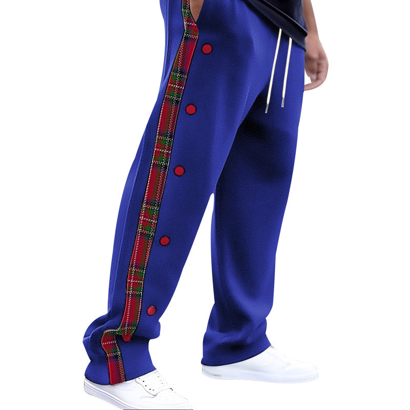 Herren Sportliche Freizeithose mit Knopfleisten und Karomuster R&B