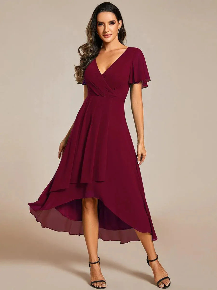 Damen Elegantes Wickelkleid mit asymmetrischem Saum R&B