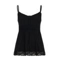 Damen Spaghetti-Trägertop mit romantischer Spitzenverzierung und knopfbarem Detail R&B