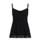 Damen Spaghetti-Trägertop mit romantischer Spitzenverzierung und knopfbarem Detail R&B