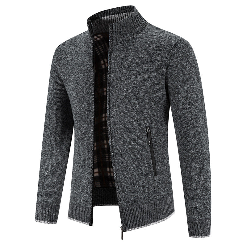 Herren Strickjacke mit hohem Kragen und praktischen Reißverschlusstaschen R&B