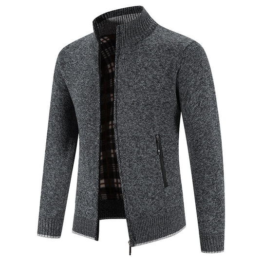 Herren Strickjacke mit hohem Kragen und praktischen Reißverschlusstaschen R&B