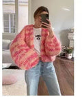 Damen Strickjacke mit voluminösen Ärmeln und farbverlaufendem Design R&B