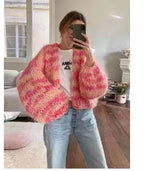 Damen Strickjacke mit voluminösen Ärmeln und farbverlaufendem Design R&B