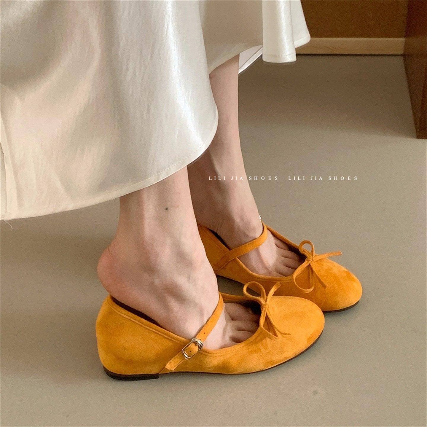 Damen Ballerinas mit verstellbarem Riemen und dekorativem Schleifenakzent R&B