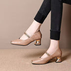 Damen Elegante Mary Jane Pumps mit trendigem Metallakzent R&B