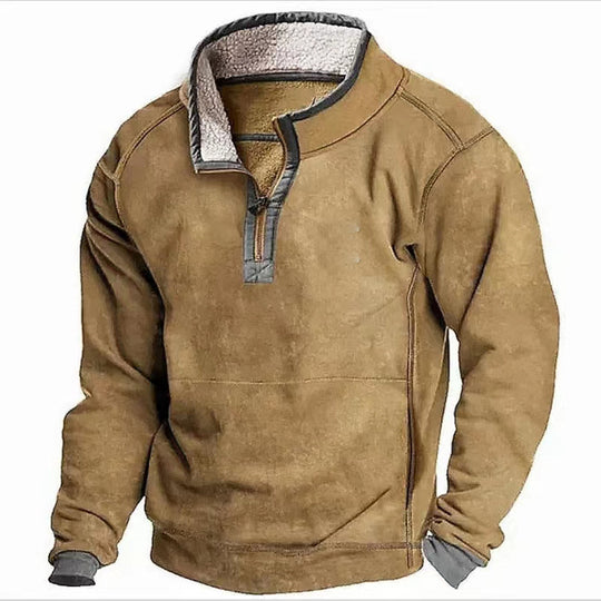 Herren Fleecesweater mit hochgeschlossenem Kragen und praktischem Reißverschluss R&B
