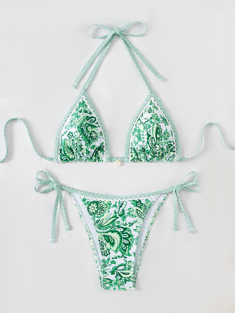 Damen Triangel-Bikini mit aufwendigem Floral-Design R&B