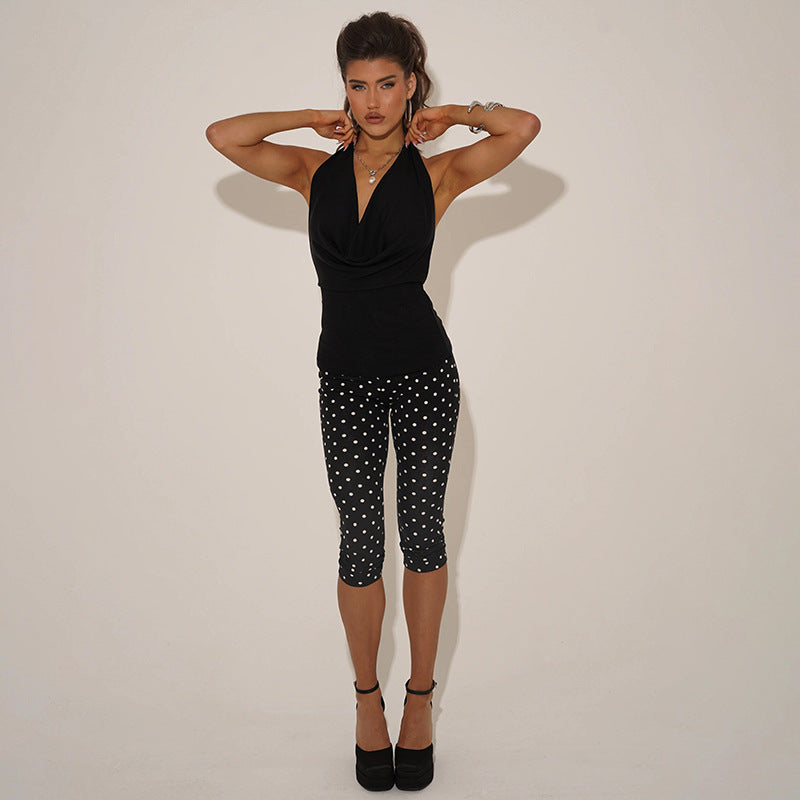 Damen Figurbetonter Jumpsuit im Polka-Dot-Design R&B
