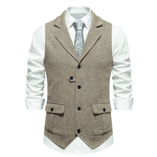 Herren elegante Weste mit strukturiertem Hahnentritt-Muster R&B
