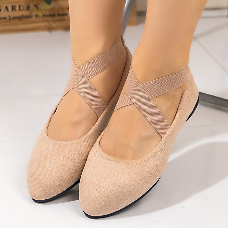 Damen Ballerinas mit elegantem Kreuzriemen-Design und bequemer Sohle R&B