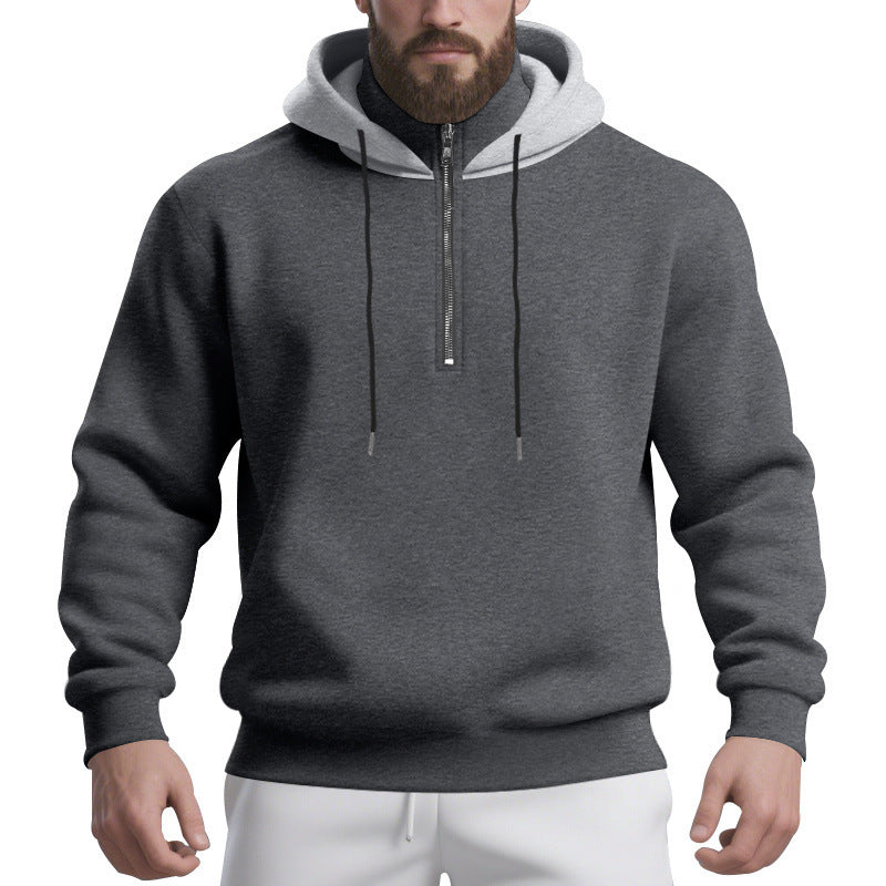 Herren sportlicher Kapuzenpullover mit halbem Reißverschluss und atmungsaktivem Stoff R&B