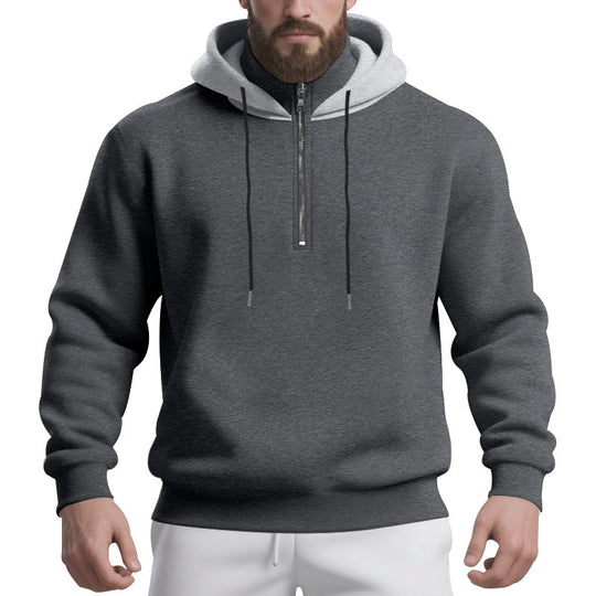Herren sportlicher Kapuzenpullover mit halbem Reißverschluss und atmungsaktivem Stoff R&B