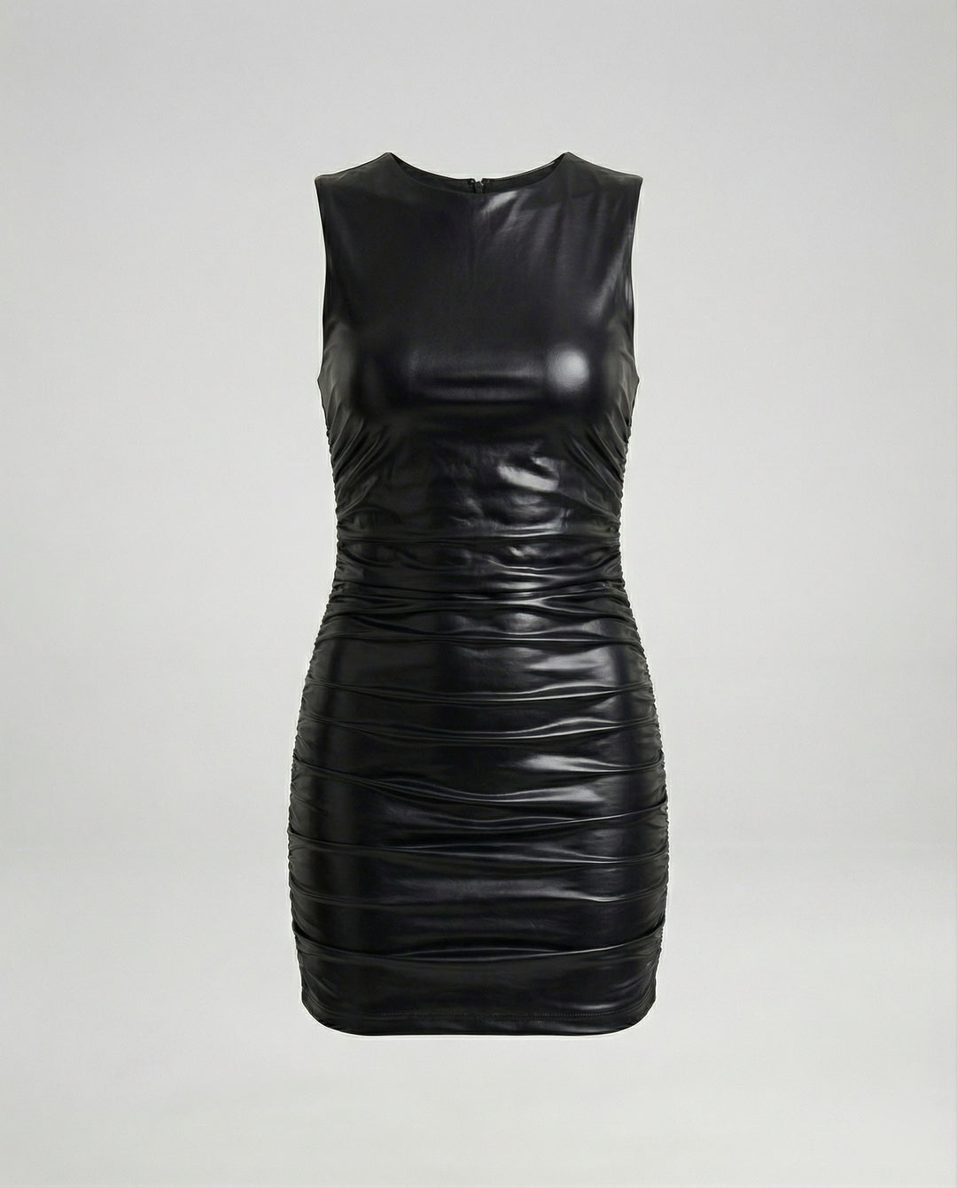 Damen Minikleid Wetlook Lederoptik