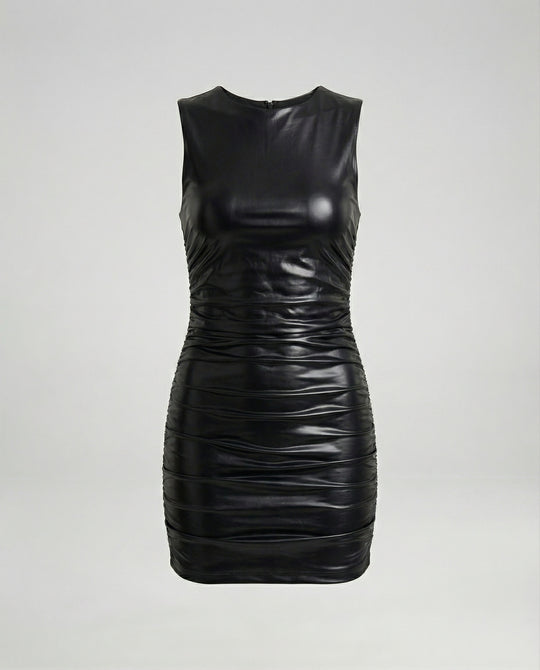 Damen Minikleid Wetlook Lederoptik