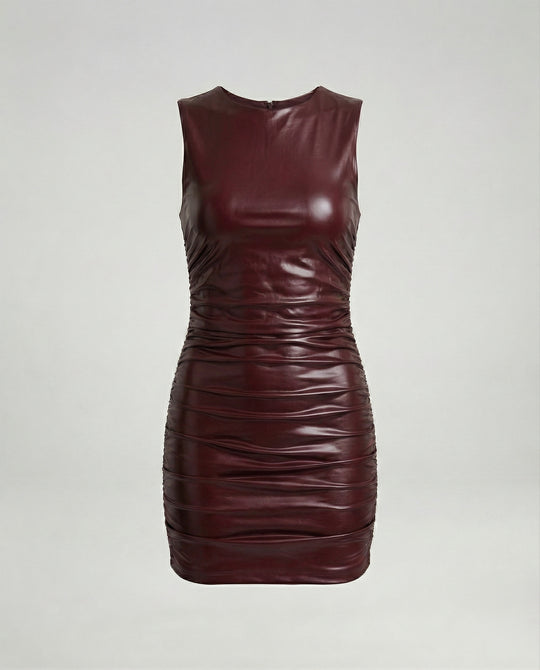 Damen Minikleid Wetlook Lederoptik