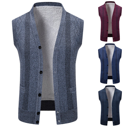 Herren Strickjacke mit klassischem V-Ausschnitt und feinem Zopfmuster R&B