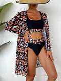 Damen Strandcover-Up mit floralem Design und eleganter Transparenz R&B