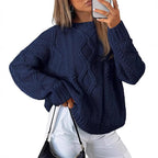 Damen Grobstrickpullover mit auffälligem Zopfmuster R&B