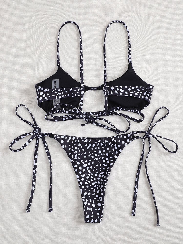 Damen Triangel-Bikini-Set mit asymmetrischem Schnitt und verspieltem Design R&B