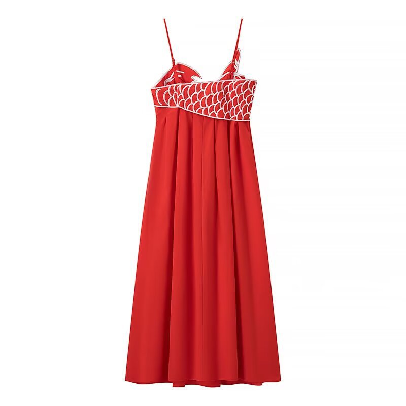 Damen Maxikleid mit verspieltem Fischnetz-Design und verstellbaren Spaghetti-Trägern R&B