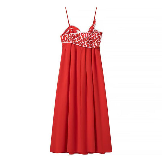 Damen Maxikleid mit verspieltem Fischnetz-Design und verstellbaren Spaghetti-Trägern R&B