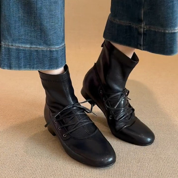Damen zeitlose Ankle Boots mit hohem Schaft und eleganter Schnürung R&B