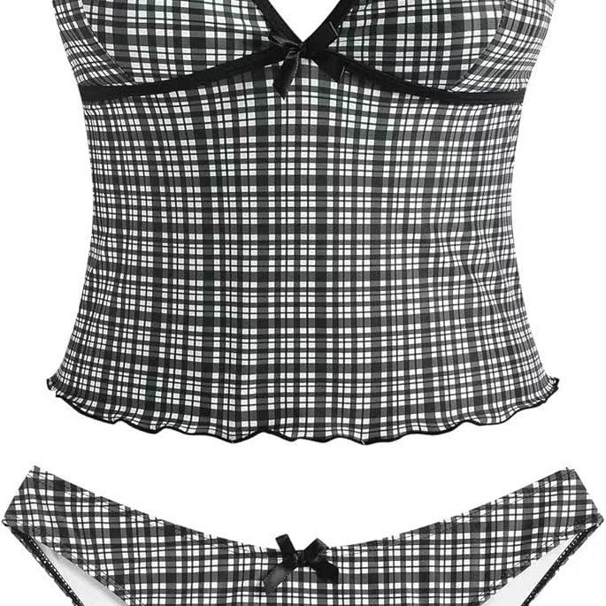 Damen Bikini-Set mit ausgestelltem Oberteil und verstellbaren Trägern R&B